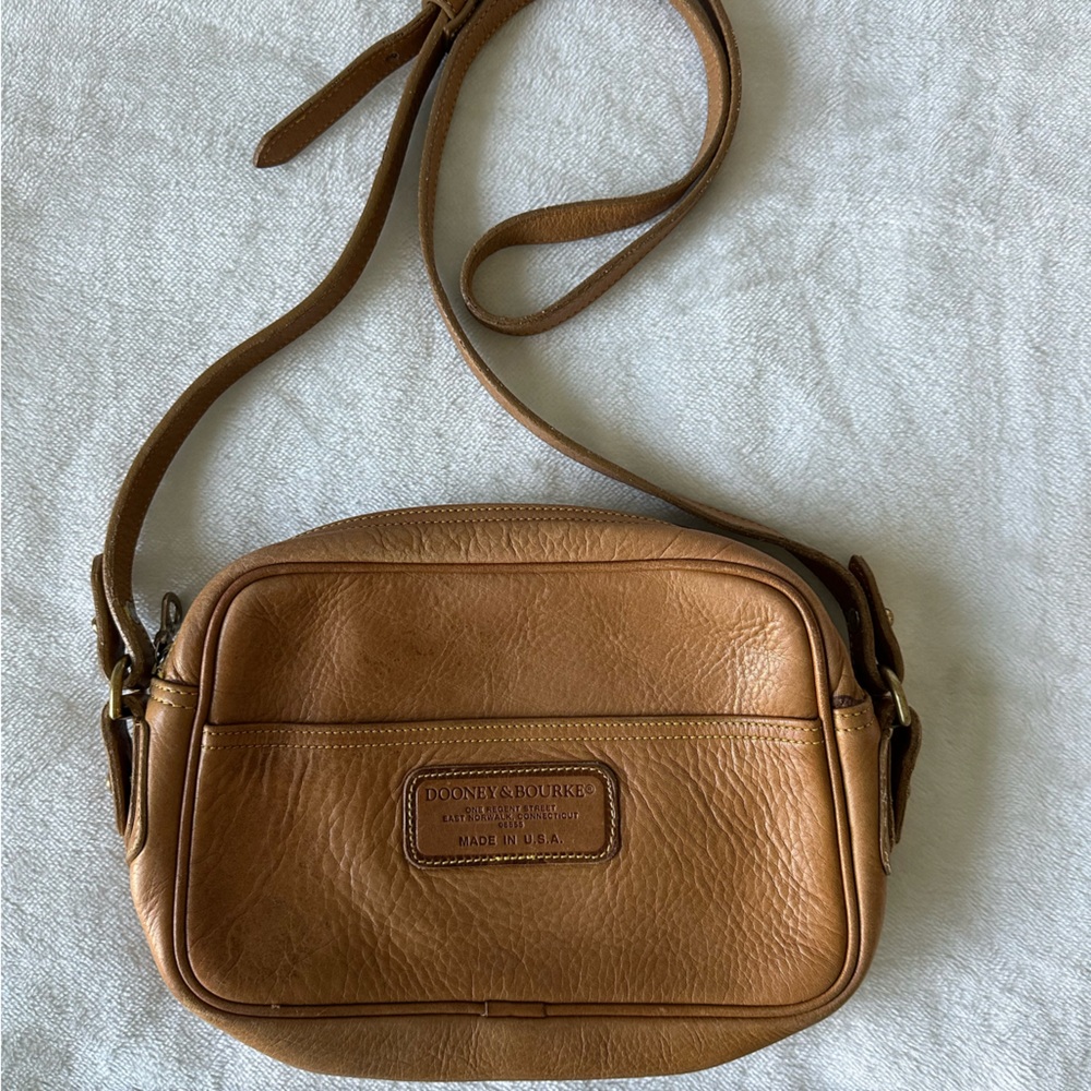 Vintage Dooney & Bourke Tan Leather Crossbody Bag